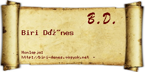 Biri Dénes névjegykártya